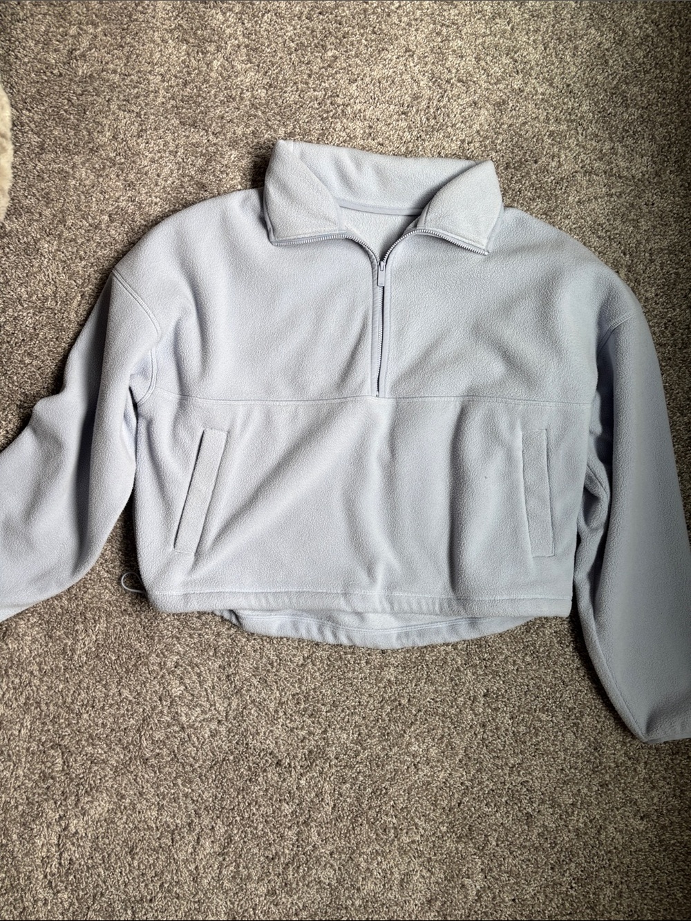 Alo Cropped Half-Zip Fleece Pullover - frost